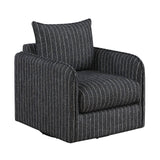 Coeur Charcoal Pinstripe Swivel Chair from Homelegance - Luna Furniture