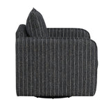 Coeur Charcoal Pinstripe Swivel Chair from Homelegance - Luna Furniture