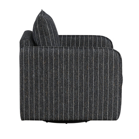 Coeur Charcoal Pinstripe Swivel Chair from Homelegance - Luna Furniture