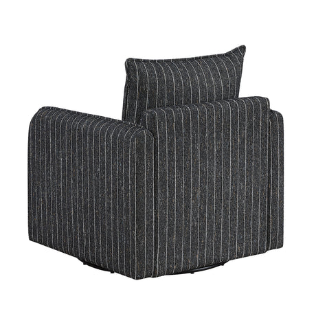 Coeur Charcoal Pinstripe Swivel Chair from Homelegance - Luna Furniture