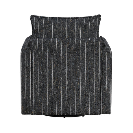 Coeur Charcoal Pinstripe Swivel Chair from Homelegance - Luna Furniture