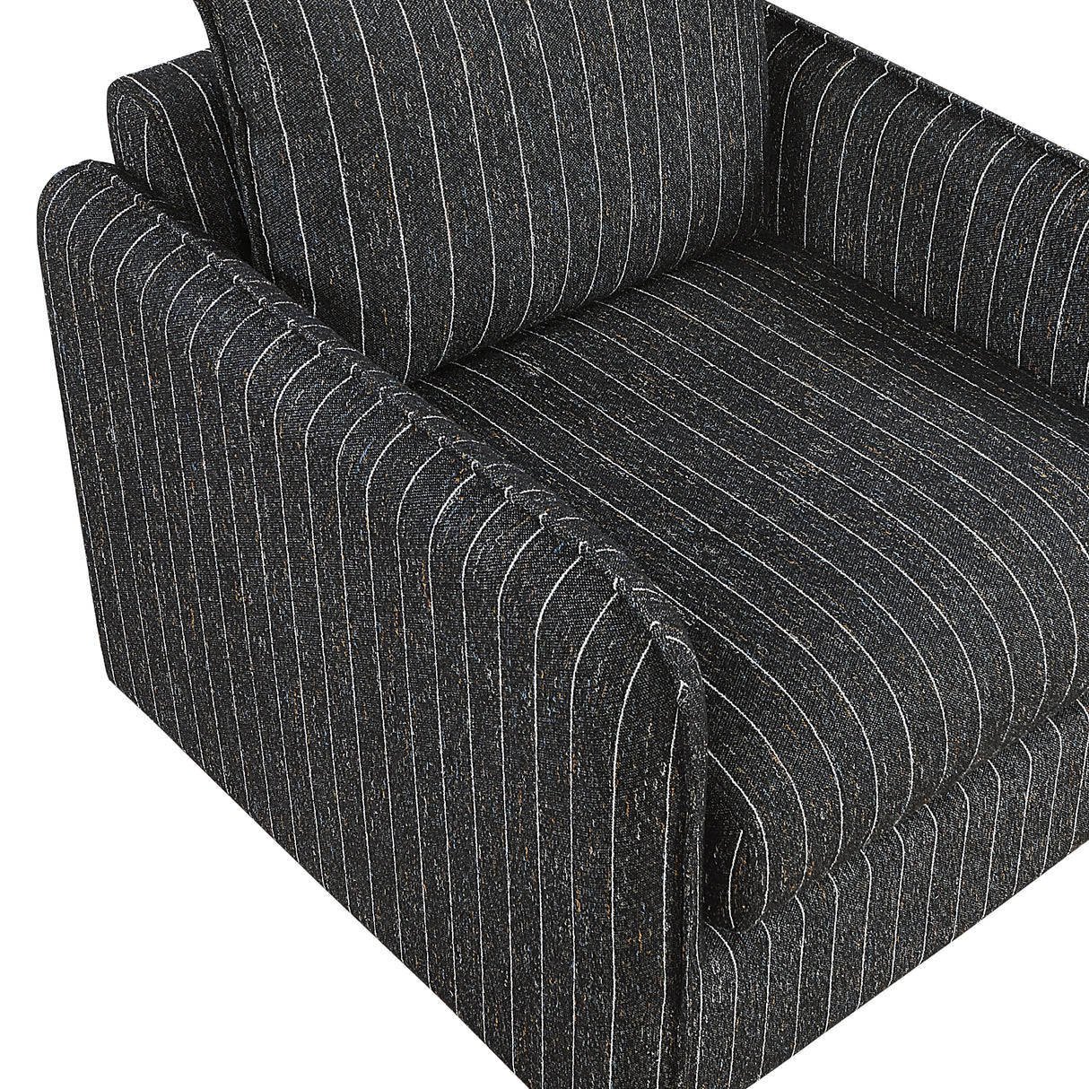 Coeur Charcoal Pinstripe Swivel Chair from Homelegance - Luna Furniture