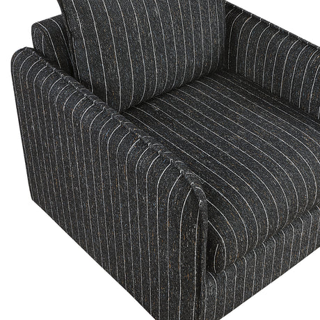 Coeur Charcoal Pinstripe Swivel Chair from Homelegance - Luna Furniture