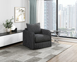 Coeur Charcoal Pinstripe Swivel Chair from Homelegance - Luna Furniture