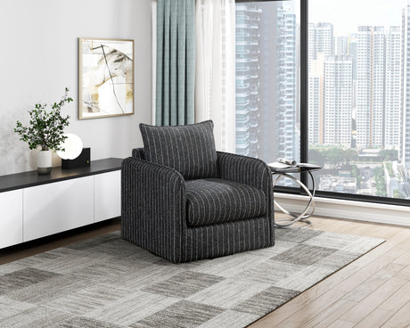 Coeur Charcoal Pinstripe Swivel Chair from Homelegance - Luna Furniture
