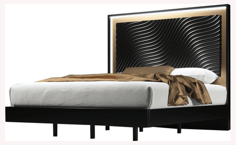 Wave Queen size Bed w/ Light + Slats Frame Set from ESF Furniture - Luna Furniture