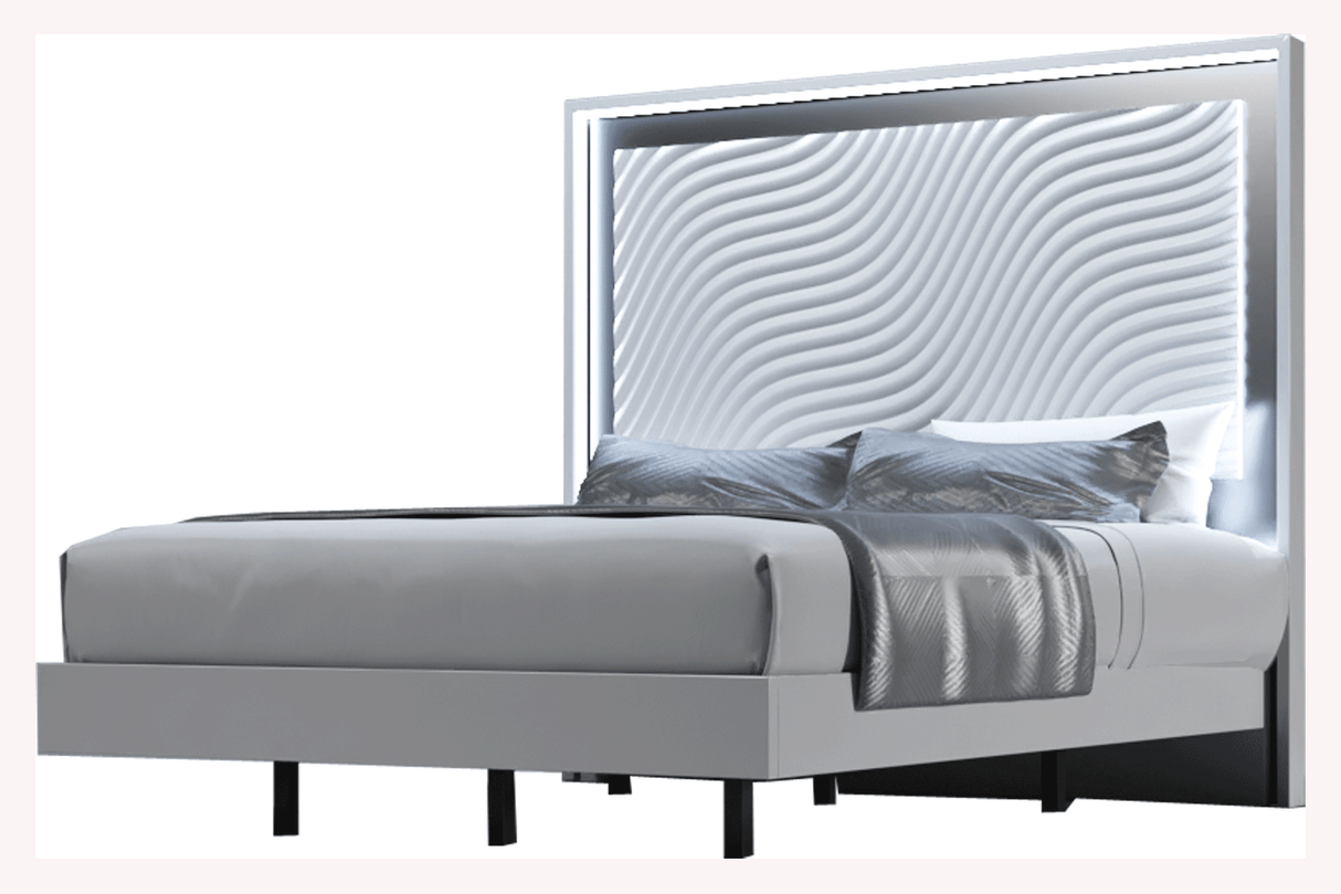 Wave Queen size Bed w/ Light + Slats Frame Set from ESF Furniture - Luna Furniture