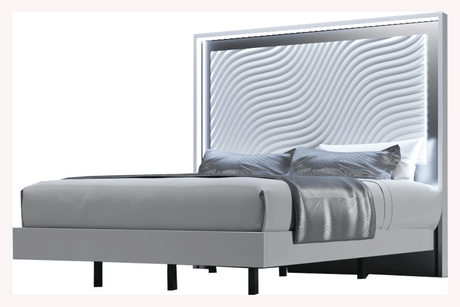Wave Queen size Bed w/ Light + Slats Frame Set from ESF Furniture - Luna Furniture