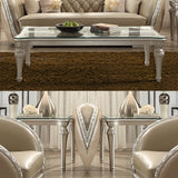 HD-13009 Antique White/Metallic Silver Highlights 3-Piece Coffee Table Set from Homey Design - Luna Furniture