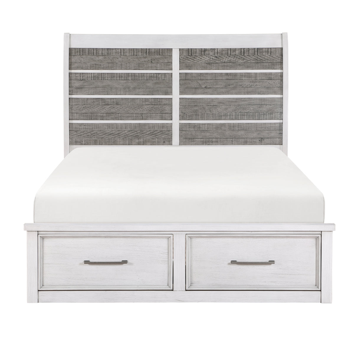 Ambrose Antique White/Gray California King Platform Bed with Footboard Storage from Homelegance - Luna Furniture
