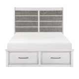 Ambrose Antique White/Gray California King Platform Bed with Footboard Storage from Homelegance - Luna Furniture