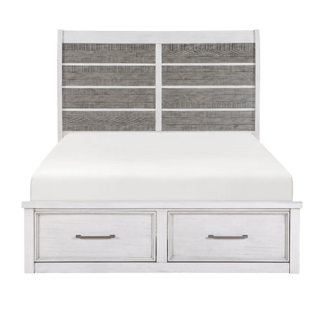 Ambrose Antique White/Gray California King Platform Bed with Footboard Storage from Homelegance - Luna Furniture