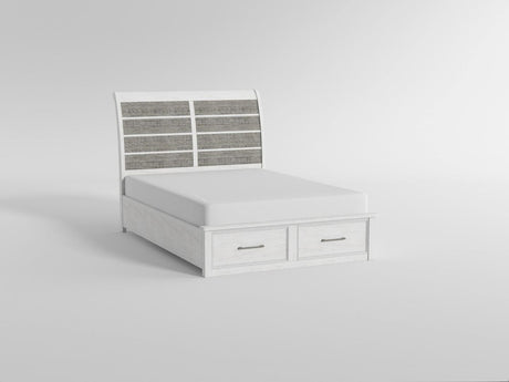 Ambrose Antique White/Gray Eastern King Platform Bed with Footboard Storage from Homelegance - Luna Furniture