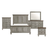 Renton Antique Gray/Brown Queen Bed, Dresser, Mirror, and Nightstand, Chest from Homelegance - Luna Furniture
