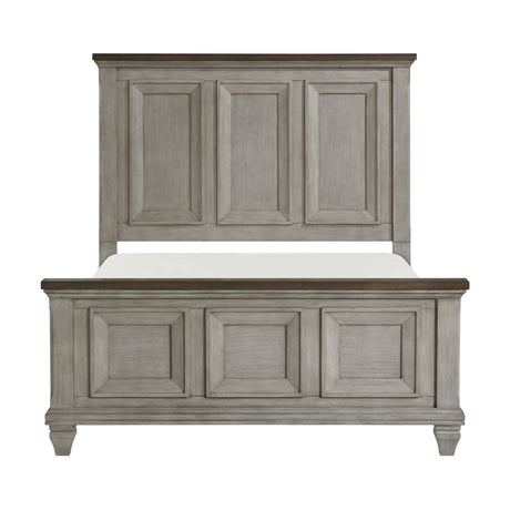 Renton Antique Gray/Brown Queen Bed, Dresser, Mirror, and Nightstand, Chest from Homelegance - Luna Furniture