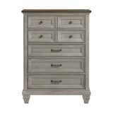 Renton Antique Gray/Brown Queen Bed, Dresser, Mirror, and Nightstand, Chest from Homelegance - Luna Furniture