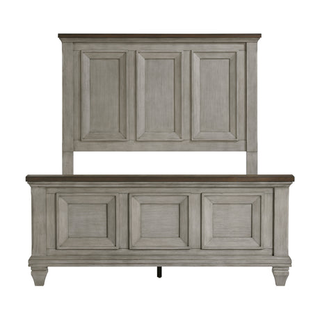 Renton Antique Gray/Brown Queen Bed, Dresser, Mirror, and Nightstand, Chest from Homelegance - Luna Furniture