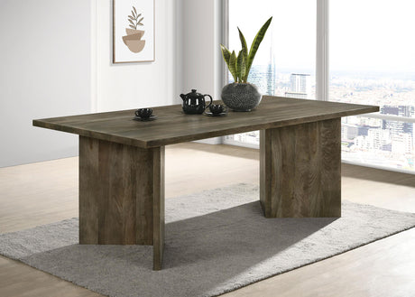 Tyler Mango Brown Rectangular Double V-Leg Dining Table from Coaster - Luna Furniture