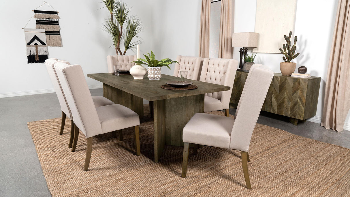 Tyler Mango Brown Rectangular Double V-Leg Dining Table from Coaster - Luna Furniture