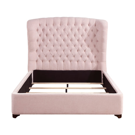 Cameo Pink Queen Upholstered Wingback Bed from Homelegance - Luna Furniture