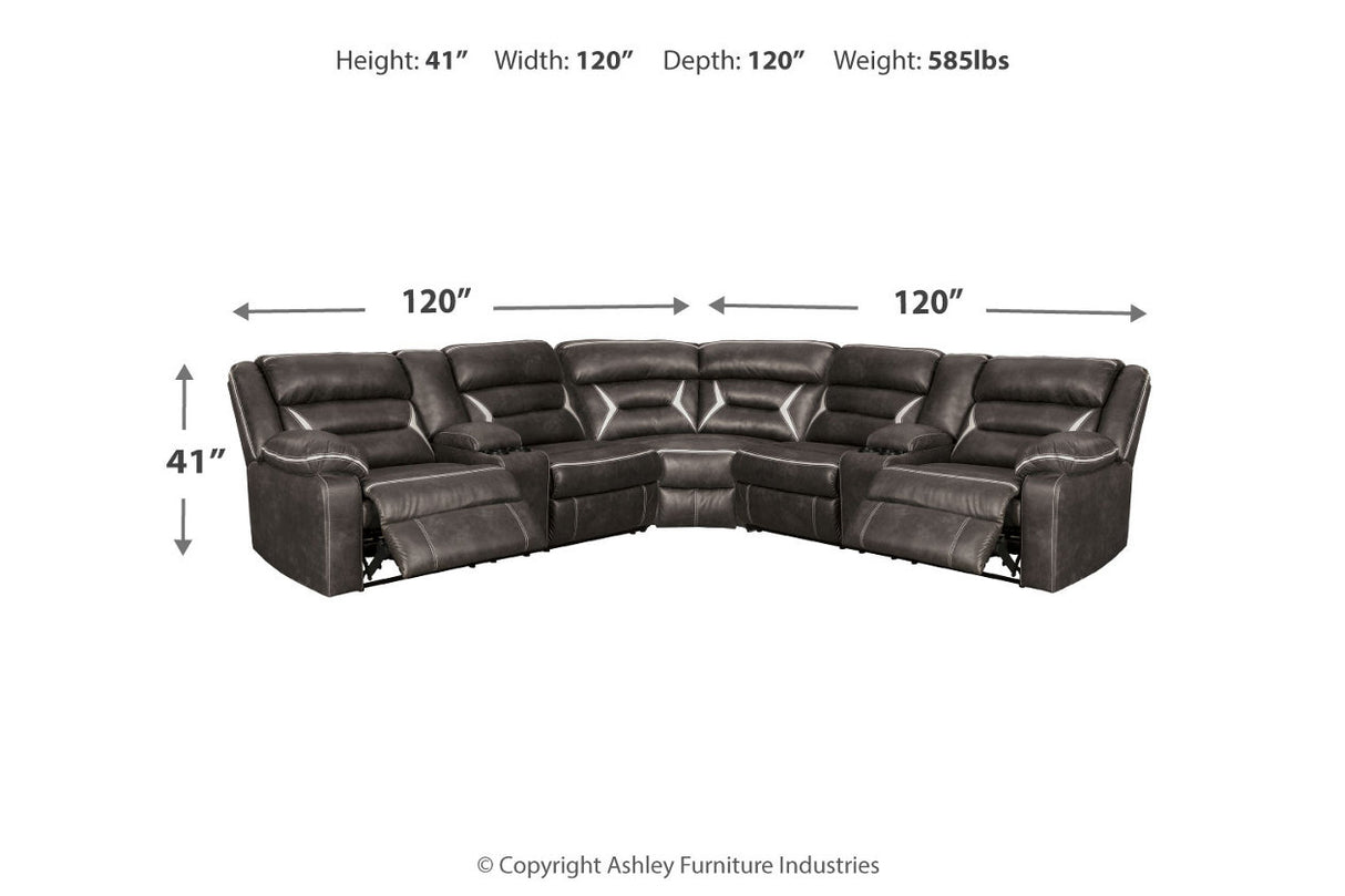 Kincord Midnight 3-Piece Power Reclining Sectional from Ashley - Luna Furniture