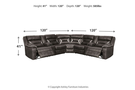 Kincord Midnight 3-Piece Power Reclining Sectional from Ashley - Luna Furniture