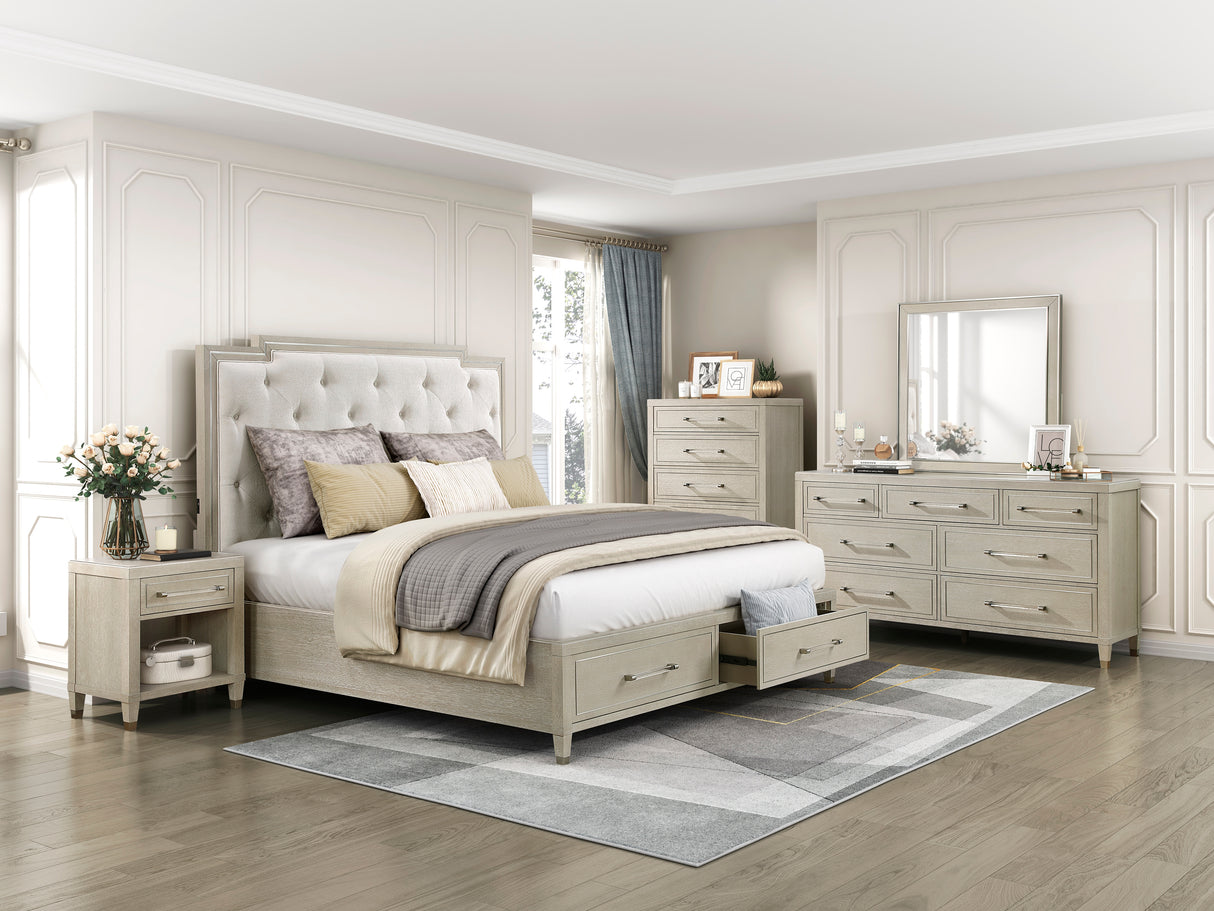 Genoa Light Oak Queen Platform Bed with Footboard Storage from Homelegance - Luna Furniture