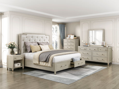 Genoa Light Oak Queen Platform Bed with Footboard Storage from Homelegance - Luna Furniture