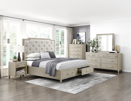 Genoa Light Oak Queen Platform Bed with Footboard Storage from Homelegance - Luna Furniture