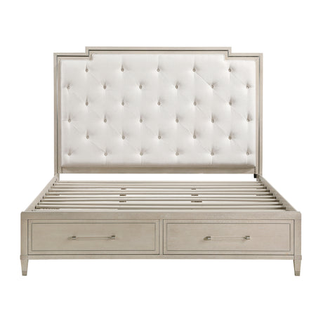 Genoa Light Oak Queen Platform Bed with Footboard Storage from Homelegance - Luna Furniture