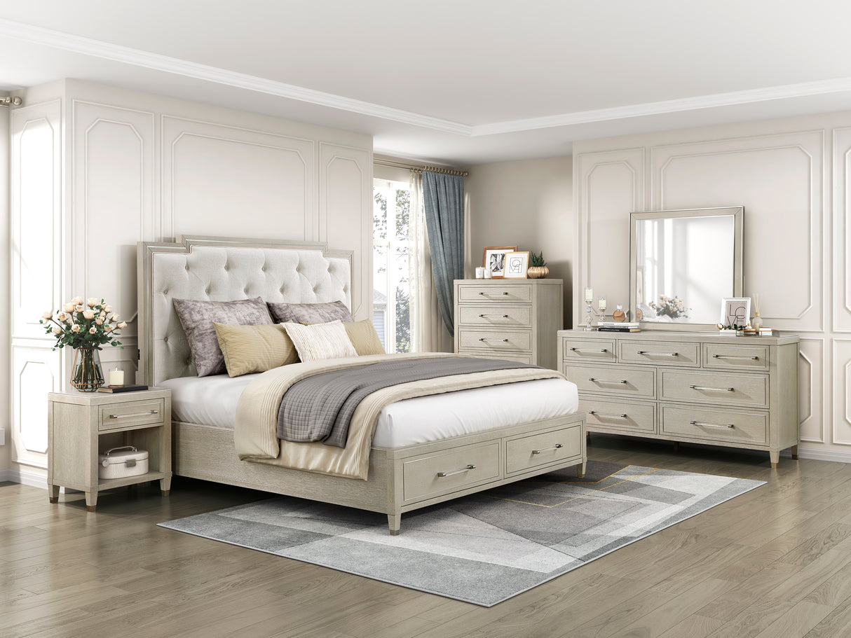 Genoa Light Oak California King Platform Bed with Footboard Storage from Homelegance - Luna Furniture