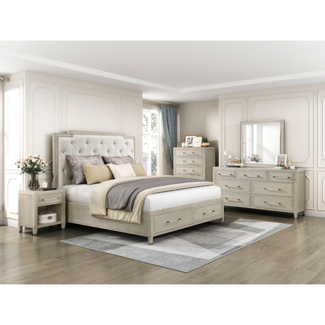Genoa Light Oak Queen Upholstered Storage Platform Bed from Homelegance - Luna Furniture