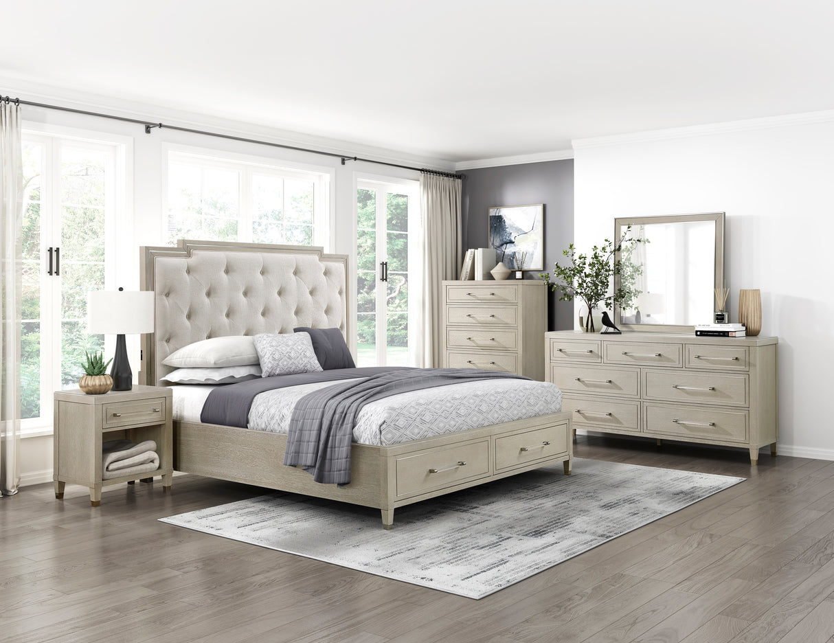 Genoa Light Oak California King Platform Bed with Footboard Storage from Homelegance - Luna Furniture