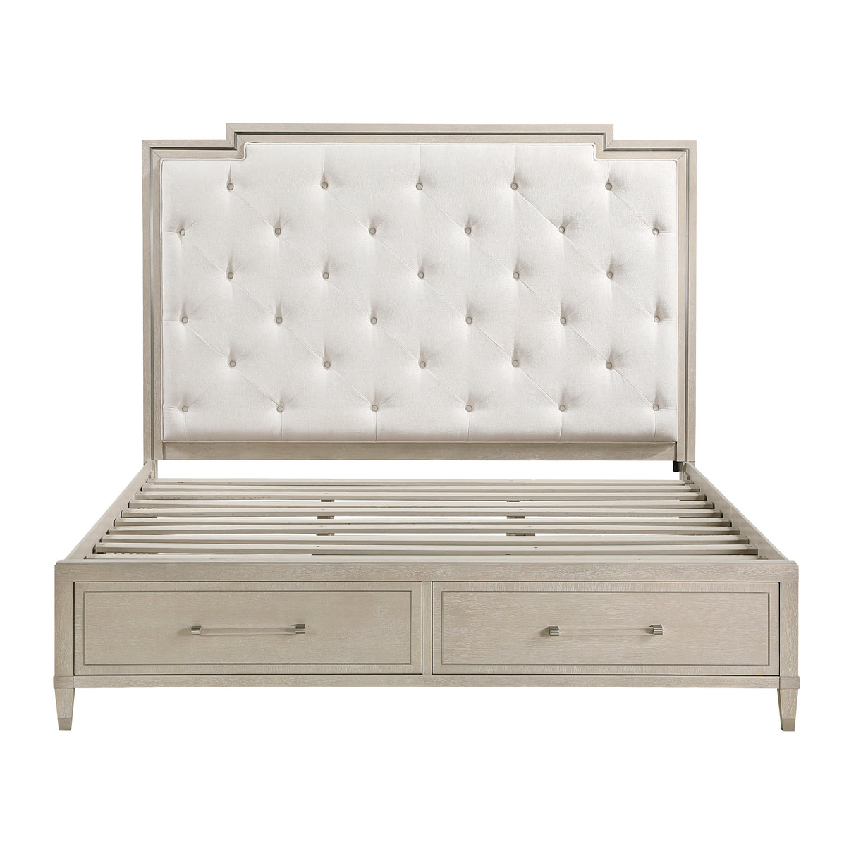 Genoa Light Oak Eastern King Platform Bed with Footboard Storage from Homelegance - Luna Furniture