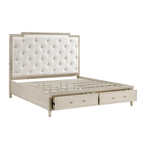 Genoa Light Oak Eastern King Platform Bed with Footboard Storage from Homelegance - Luna Furniture