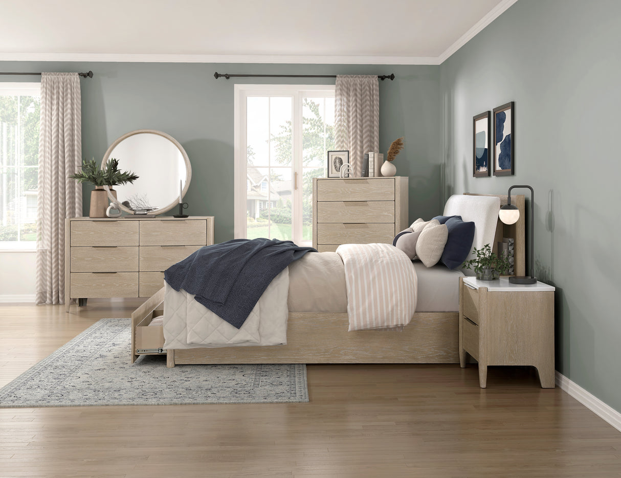 Matteo Light Oak California King Platform Bed with Footboard Storage from Homelegance - Luna Furniture