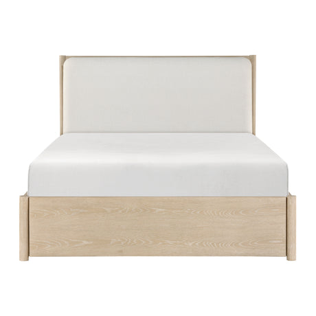 Matteo Light Oak Queen Platform Bed with Footboard Storage from Homelegance - Luna Furniture