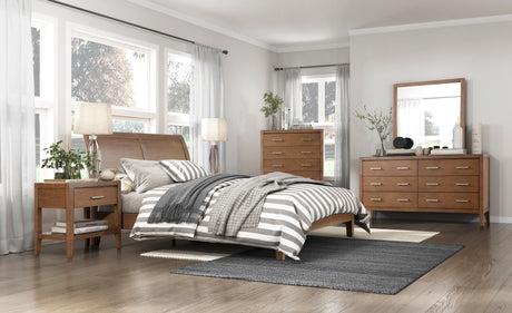 Evans Wire Brushed Light Brown Eastern King Platform Bed from Homelegance - Luna Furniture