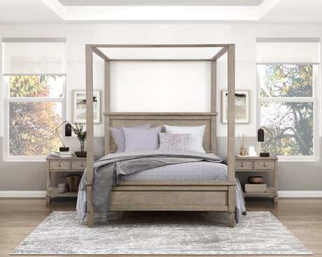Marceline Gray Oak California King Canopy Platform Bed from Homelegance - Luna Furniture