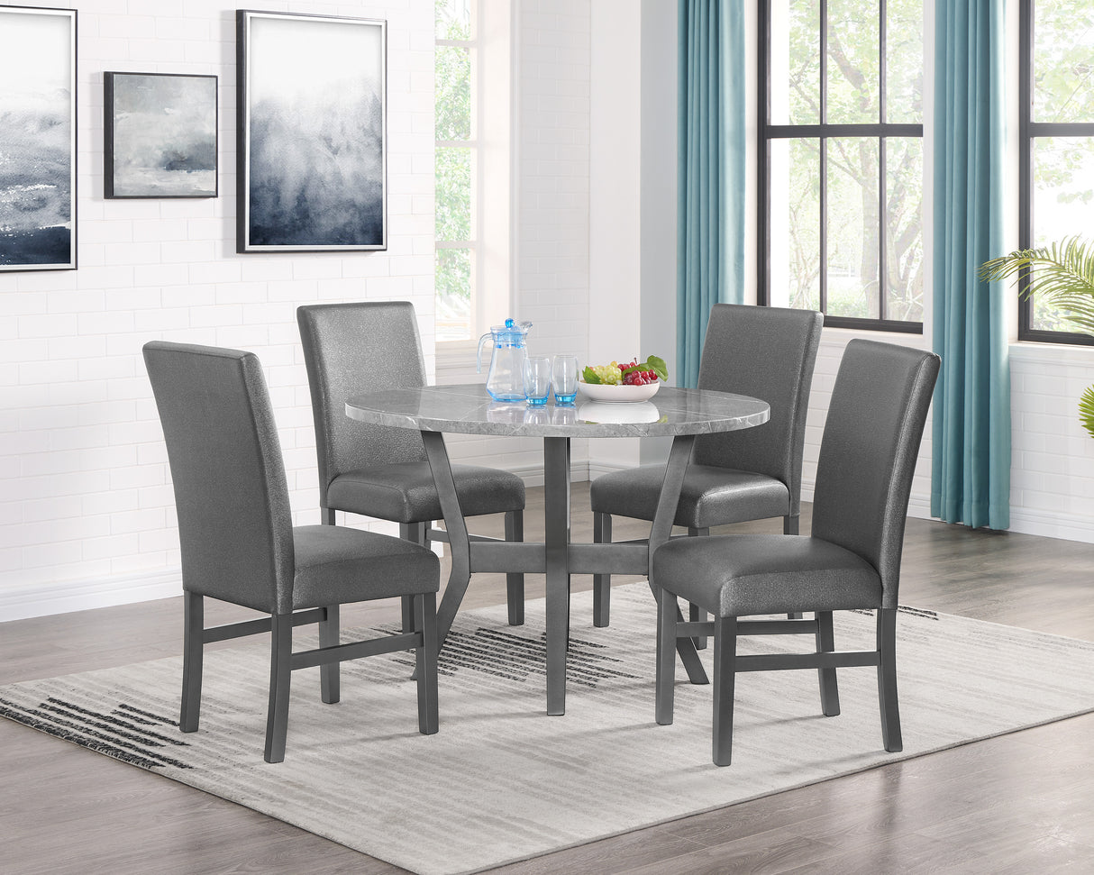 Judson Glitter Gray 5-Piece Dining Set from Crown Mark - Luna Furniture