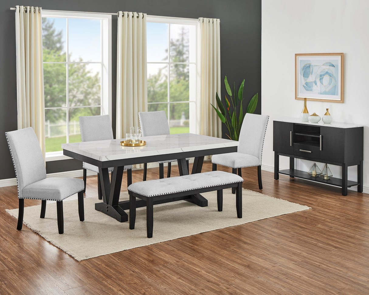 Vance Black Faux Marble Top Sideboard from Crown Mark - Luna Furniture