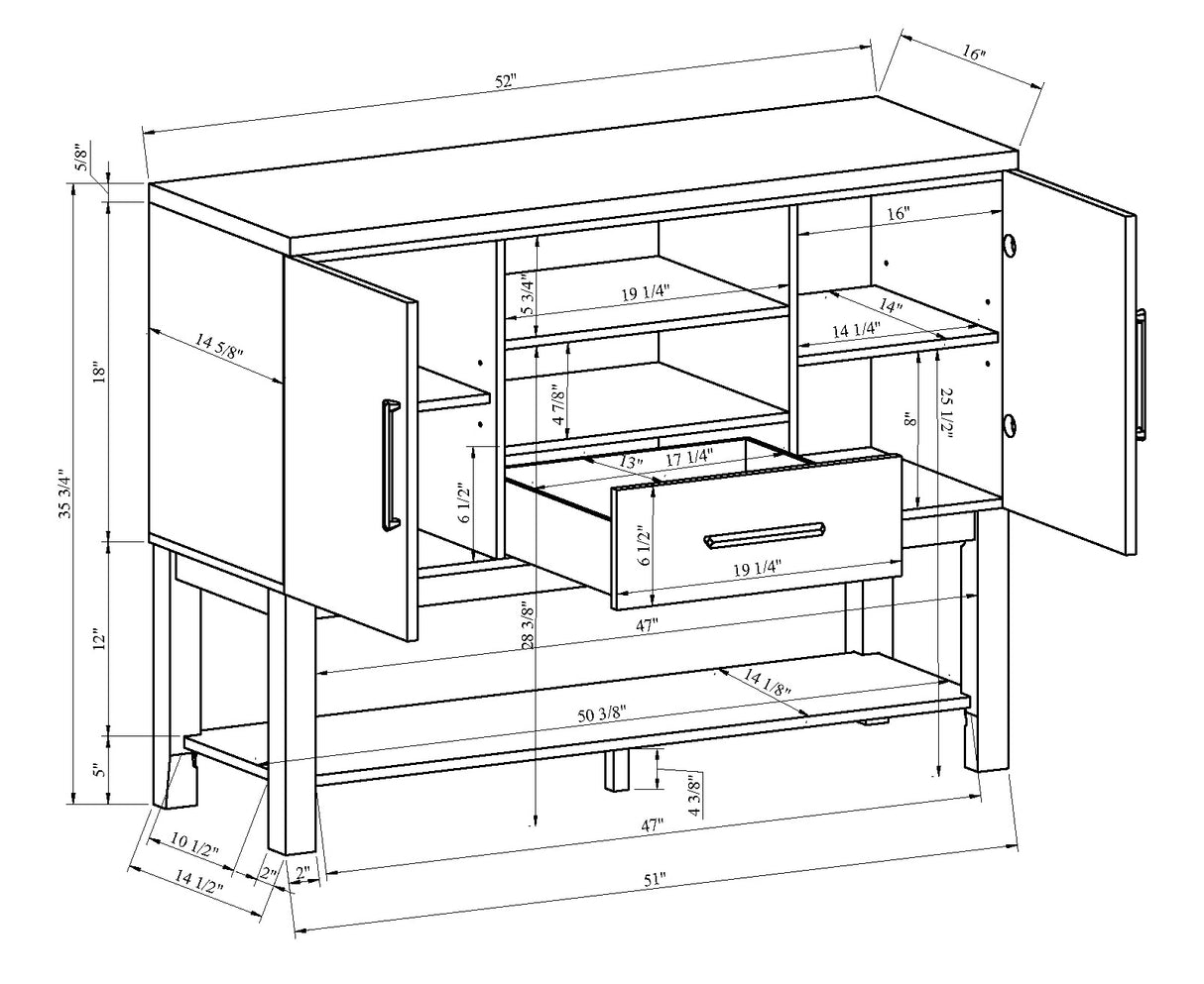 Vance Black Faux Marble Top Sideboard from Crown Mark - Luna Furniture