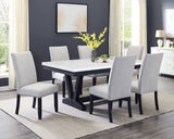 Varley White/Black Genuine Marble Dining Table from Crown Mark - Luna Furniture