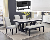 Varley White/Black Genuine Marble Dining Table from Crown Mark - Luna Furniture