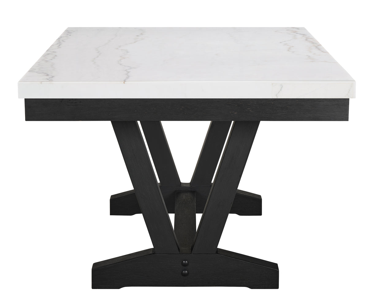 Varley White/Black Genuine Marble Dining Table from Crown Mark - Luna Furniture