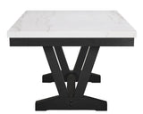 Varley White/Black Genuine Marble Dining Table from Crown Mark - Luna Furniture