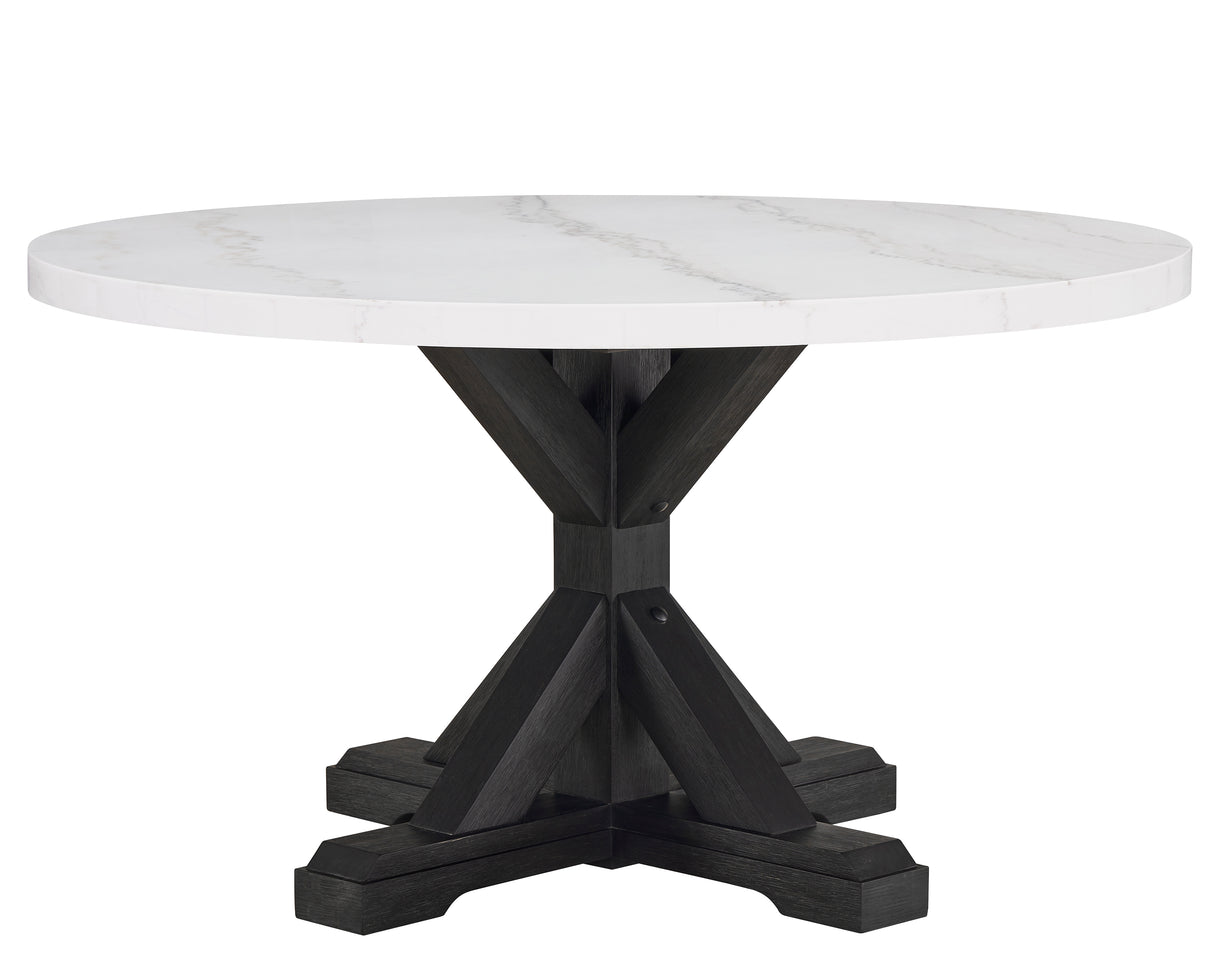 Varley Dove Genuine Marble Round Dining Set from Crown Mark - Luna Furniture