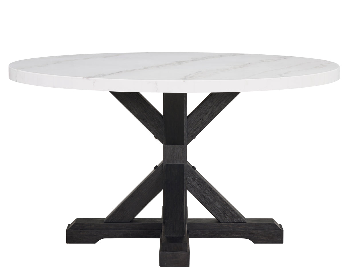 Varley Dove Genuine Marble Round Dining Set from Crown Mark - Luna Furniture
