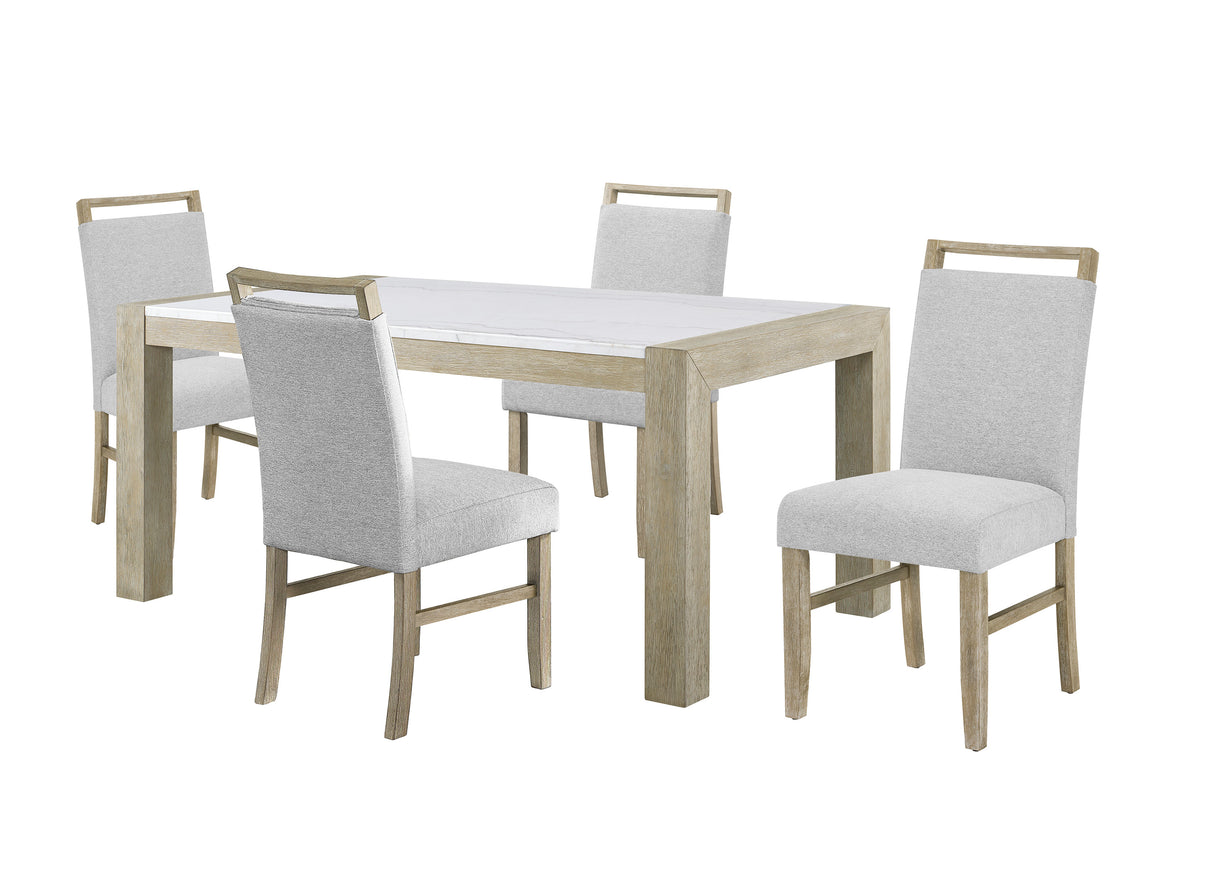 Dune Light Gray Genuine Marble Dining Set from Crown Mark - Luna Furniture