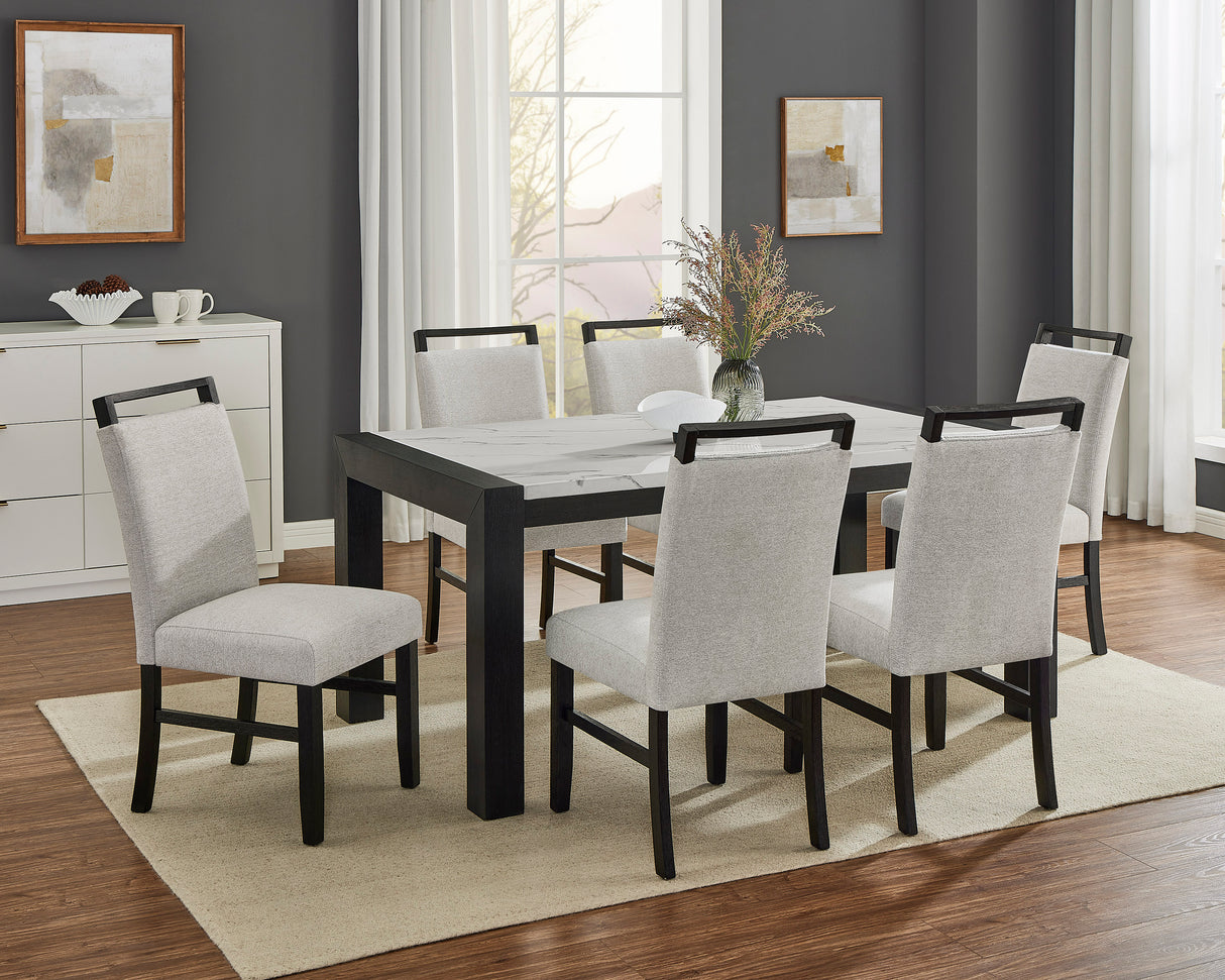 Jules Black/Light Gray Faux Marble Dining Set from Crown Mark - Luna Furniture